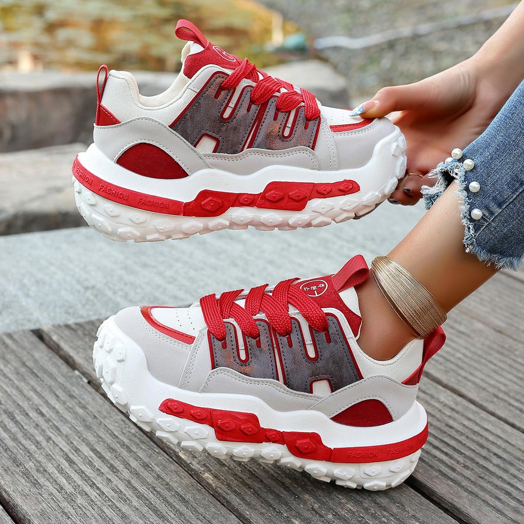 Fashion Women Sneakers Fashion Platform Tennis Sneakers Woman-shoes Designer Thick Sole Heels Trainers New Roses Casual Lace-U Shoes