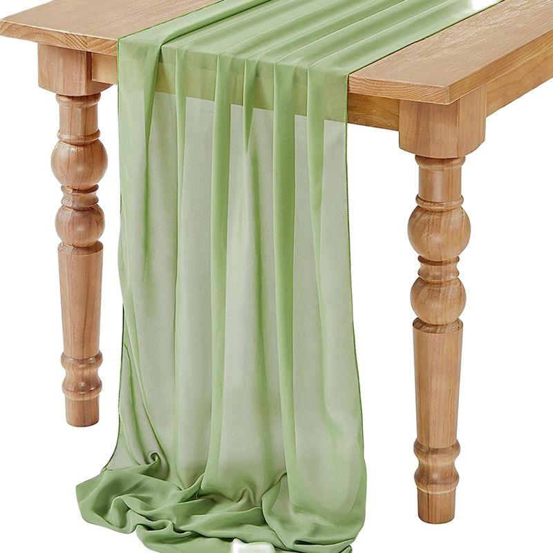 Sage Green Chiffon Table Runner Wedding Decoration Baby Shower Birthday Parties Christmas Halloween Thanksgiving Events Supplies