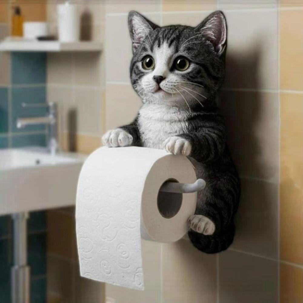 Einfache Installation Katzen-Toilettenpapierhalter 3D Katzenform Hängender Papierhandtuchständer Heimgebrauch