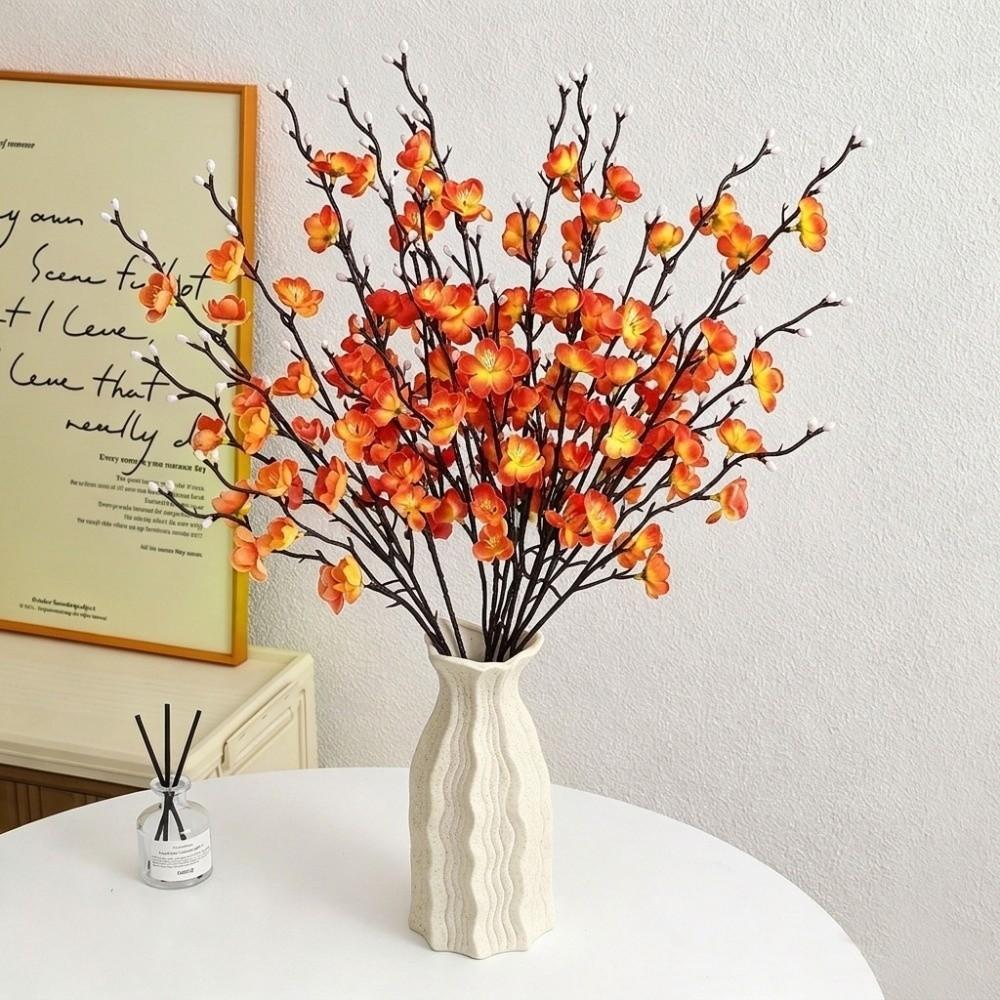 6PCS Plastic Artificial Plum Branches Lifelike Fake Silk Flower Wedding Ceremony