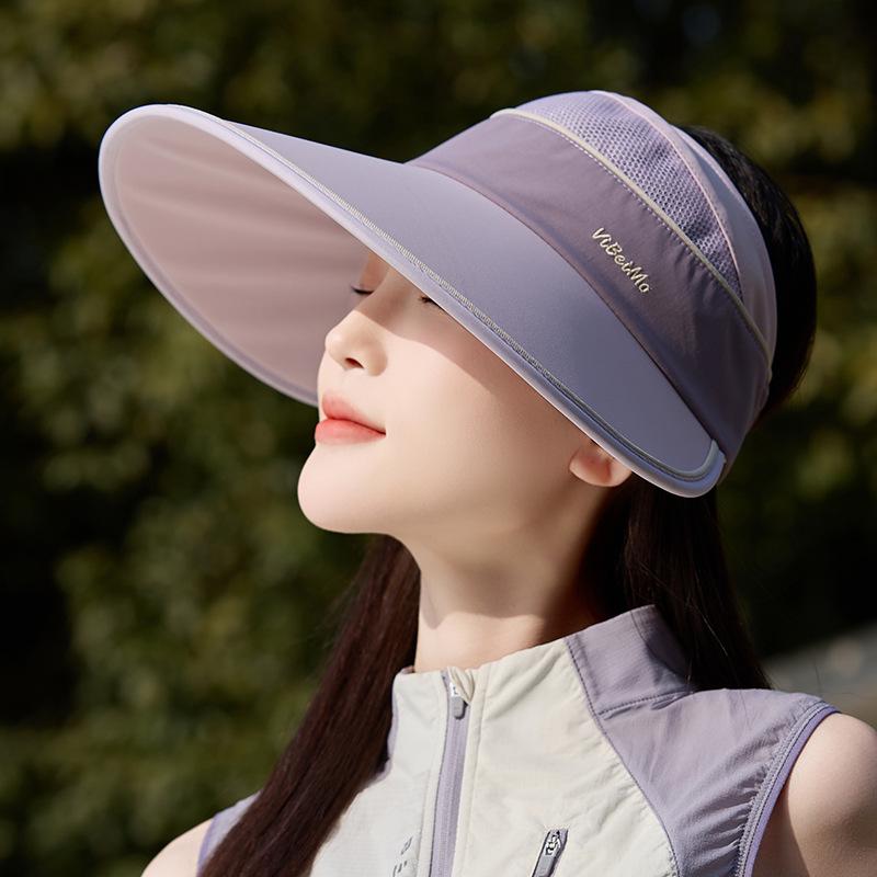 Women's Quick-Dry Ice Silk Sun Hat with Large Brim - Summer Open Top, Korean Style, for Large Head Circumference