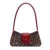 Versatile Large Capacity Underarm Bag Leopard Print Bowknot Design Handbag PU Leather Minimalist Armpit Bag Casual Wear