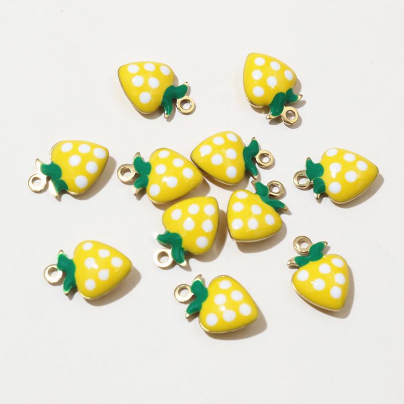 20pcsStainless Steel Enamel Strawberry Charms Pendant 11x8mm Fruit for Earrings Necklace Bracelet DIY Jewelry Accessories