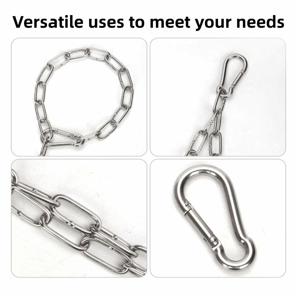 30 Inch Boxing Punching Bag Chain Stainless Steel Silver Sandbag Chain Heavy Duty with 2 Carabiners Hoisting Link Outdoor