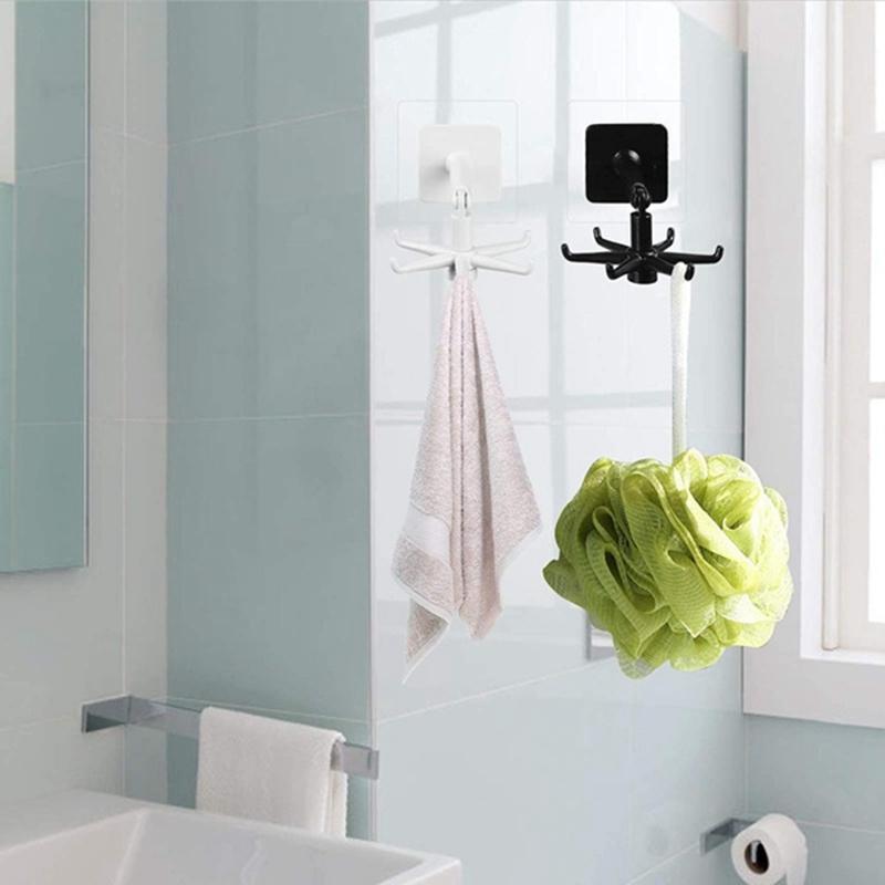 360 Degrees Rotated Kitchen Hooks Self Adhesive Wall Door Hook Handbag Clothes Ties Bag Home Hanging Rack