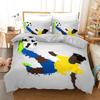 Football Duvet Cover King/Queen Size,Soccer Professional Player Kicks Ball Watercolor Spray Style Polyester Bedding Set Boys Men