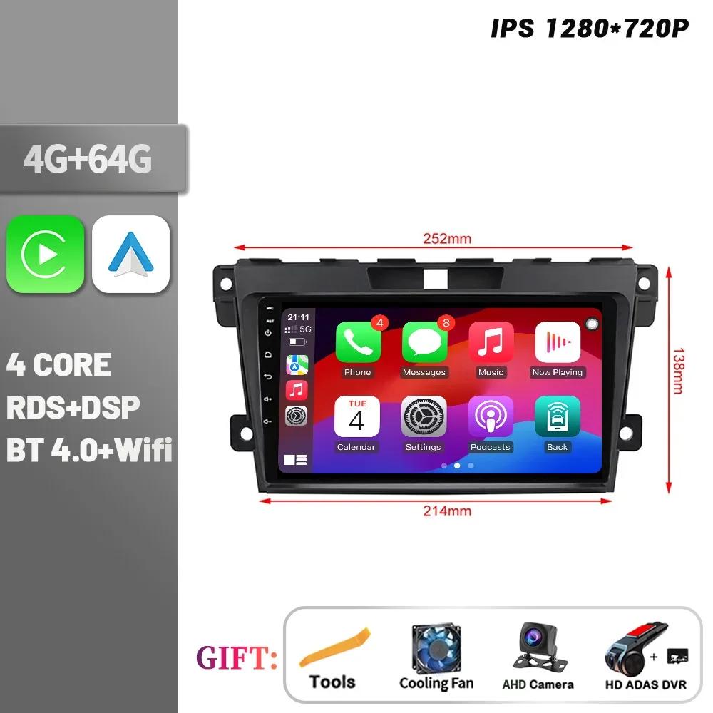 Android 14 Bluetooth Wireless CarPlay Touch Screen Stereo Car Radio Multimedia Player Navigation 4G GPS For Mazda CX-7 2008-2015