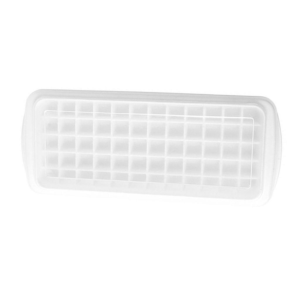 60 Grids DIY Ice Cube Tray Pressing Demoulding Silicone Ice Mould with Lid for Home White