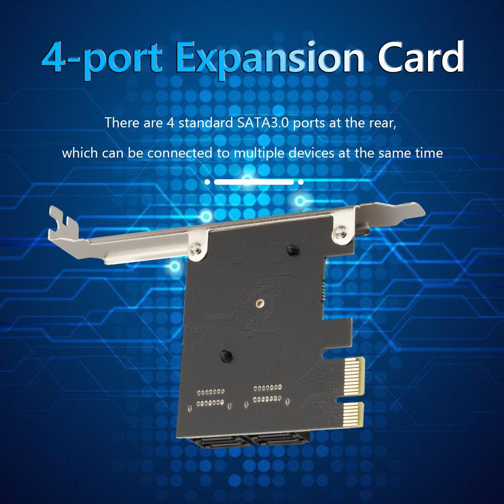 Image Card Extension Cable Adapter Card PCIe SATA Adapter 4 Port SATA III to PCI Express 3.0 X1 Internal Expansion Card