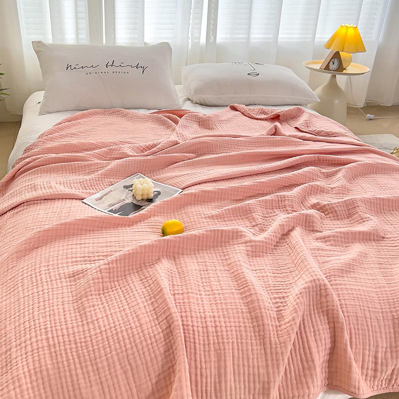 Adult Large Gauze Blanket, Suitable for Use on Sofas or Beds for Napping. The Fabric Is Light Beige Friendly, Soft, Gentle, and Non Irritating
