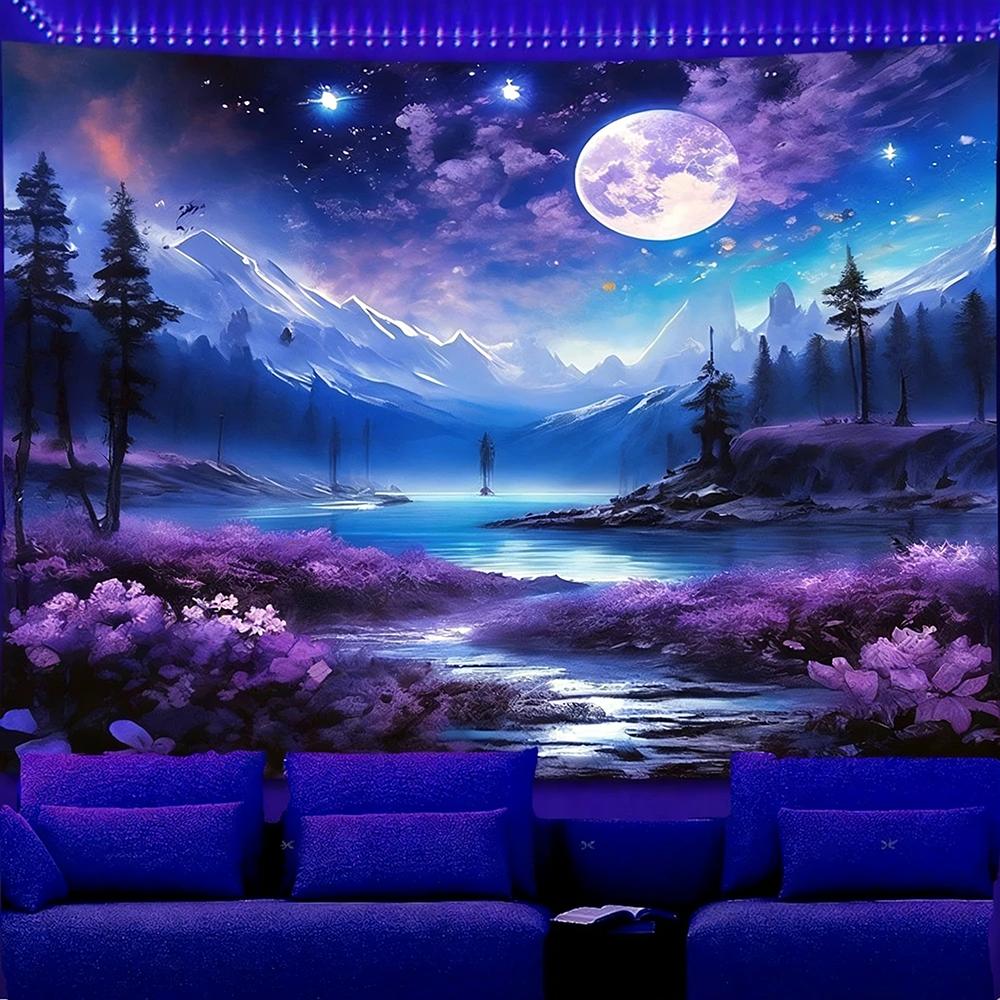 Glowing Tapestries With Cosmic And Fantasy Scenes Uv Reaction Tapestry Background Decoration  Bedroom Party Decoration