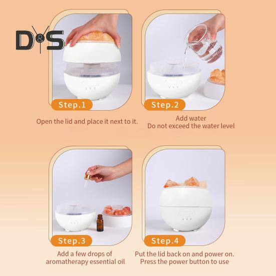 Ultrasonic Cold Mist Air Humidifier with 7 Colors Salt Lamp Fragrance Diffuser Timer Function Air Humidifier Aromatherapy Essential Oil Diffuser
