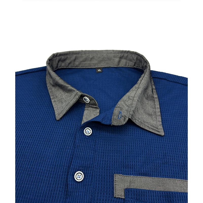 Autumn New Men's Long-sleeved Waffle Polo Shirt Fashion Men's Lapel T-shirt Tops