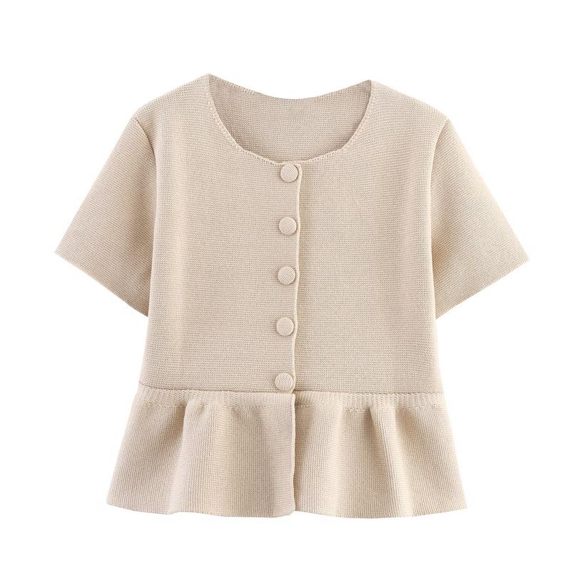 Kaslead New Women clothes Western Style Fashion Short sleeve Short Skirt Knitted Outerwear 2142212 711