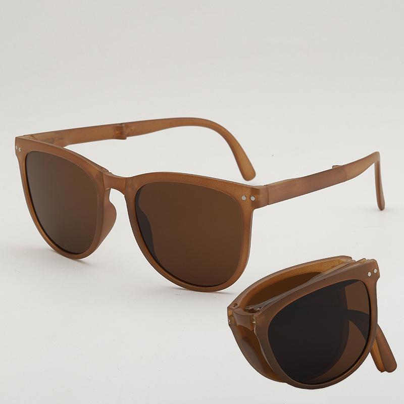 UV400 anti ultraviolet sunscreen Sunglasses men's convenient oval frame sunglasses folding Sunglasses Women's polarizers