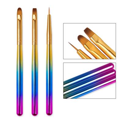 Nail Art Painting Pen, Hook Pen 3 Pcs, Color Rod Phototherapy Nylon Wool Painting Pen Set
