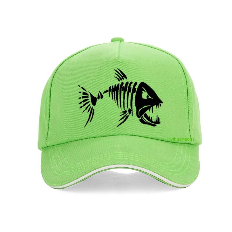 Unisex Outdoor Fishing Cap Fishing Hat Baseball Golf Hunting Cap with Cartoon Fish Bones Snapback Hat