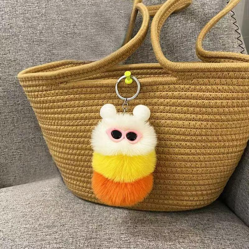 1PC Pendant Gift Car Keychain Personality Plush Doll Trendy Flu Plush Fun Cute Fashion Multicolored