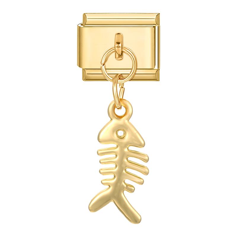 Butterfly Cat Paw Heart Shell Crown Gold Color Pendant Italian Charm Link Fit 9mm Bracelet Stainless Steel Women DIY Making Gift