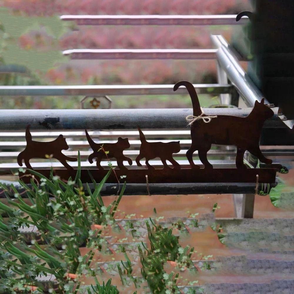 Creative Cat Family Hanging Iron Garden Statue Wall Decoration Wall Decoration Pendant  Outdoor