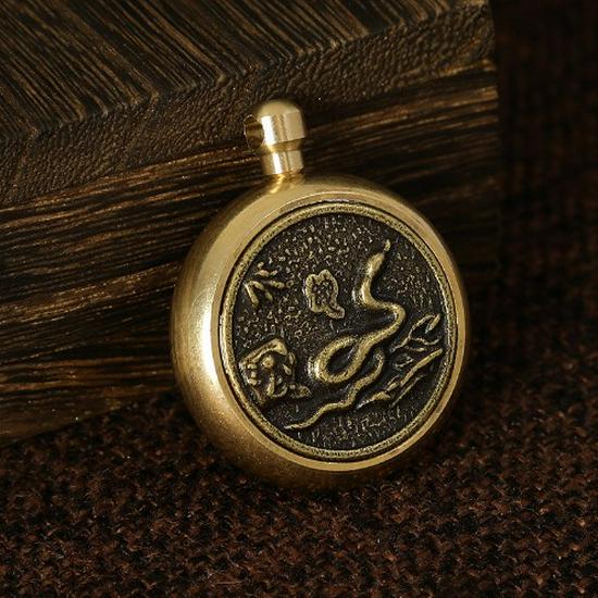 Brass Zodiac Fortune Keychain with Rotating Pendant and Handle