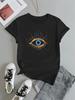 Women's Evil Eye Graphic Print T-shirt - Short Sleeve Crew Neck Casual Top for Summer & Spring