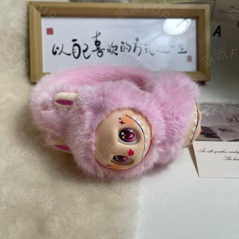 

Зимние теплые наушники, артефакт, защита ушей от холода, милые плюшевые наушники, детская защита ушей average size розовый