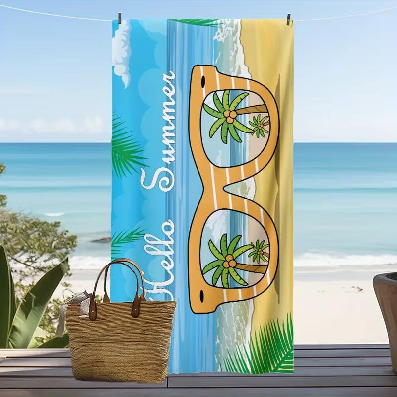 Colorful Flip Flops Seashell Beach Towel Soft Absorbent Towel Vibrant Summer Sand Starfish Orchid Print Towel for Pool Beach