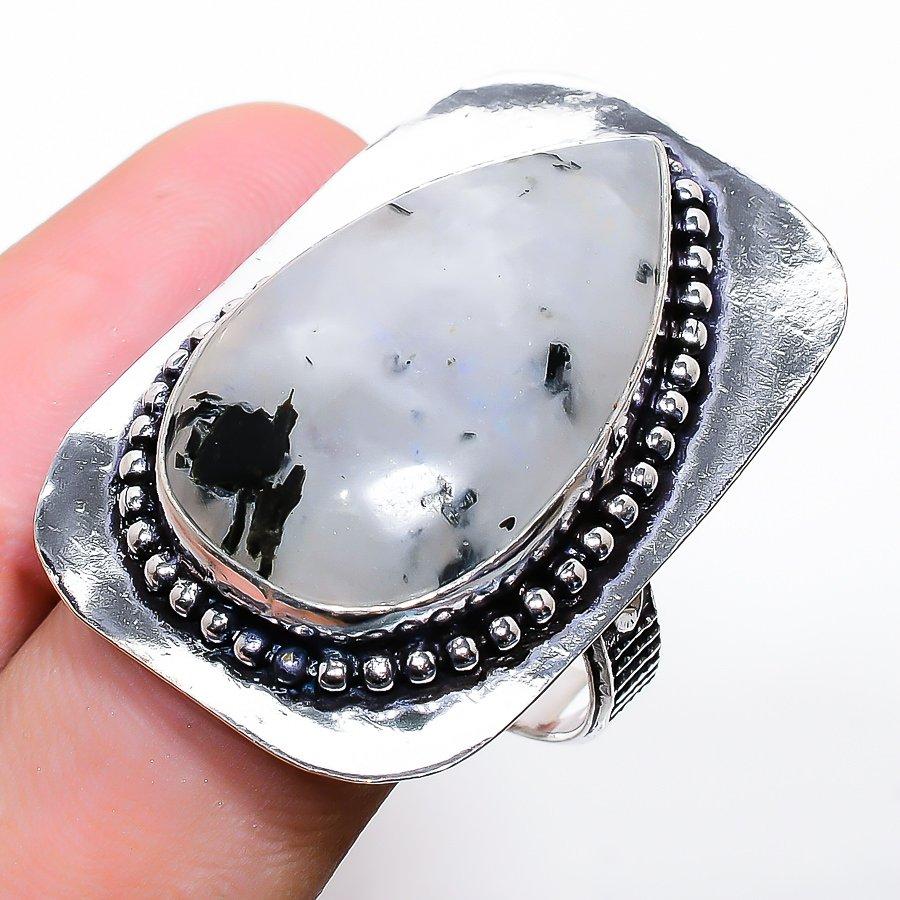 

Кольцо из стерлингового серебра 925 пробы с натуральным радужным лунным камнем, размер 10,5 n6O73