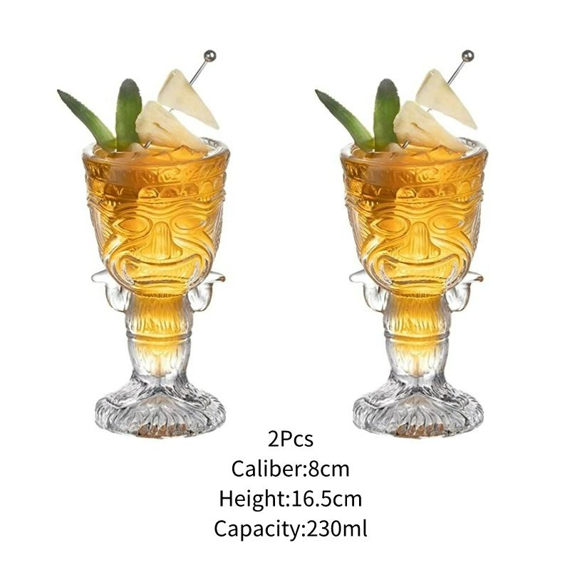 Tiki Glass Cups Tiki Mugs Cocktail Glasses Cup Creative Hawaiian Cocktail Cups Funny Cup Beer Beverage Glass Bar Accessories