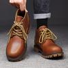 Moda Pelle Vera Uomo Caviglia Stile Giovane Allacciatura Fondo Spesso Scarpe Uomo Alta Qualità Comode Stivali da Lavoro Taglie Forti 36-47