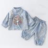Chinese Style Baby Romper Set: Autumn/Spring Outing Outfit for Boys - Perfect for First Birthday, Full Moon, or Hundred Days Celebration.