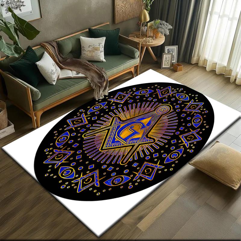 2026 New Style Shining All-Seeing Eye Freemason Carpet Rug for Living Room Bedroom Home Sofa Decoration,Kids play Non-slip Floor Mat