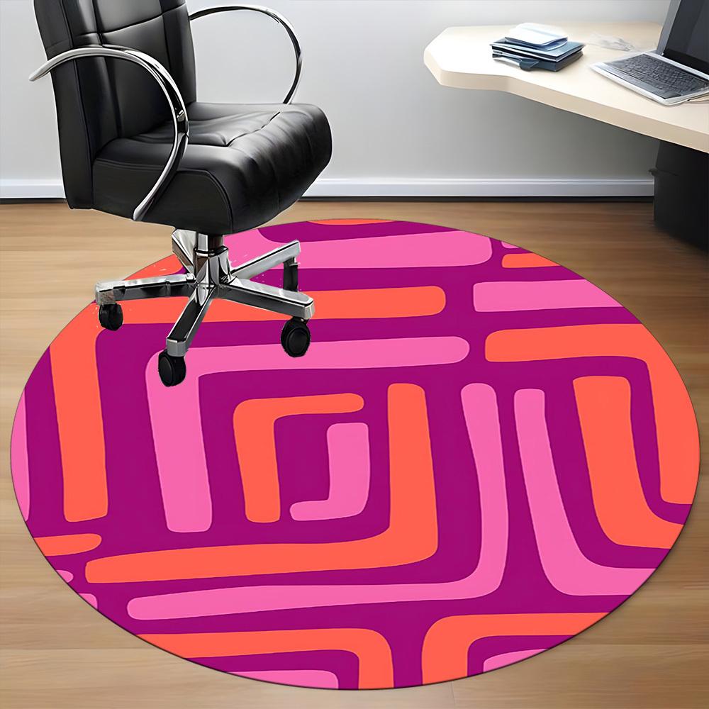 1PC Abstract Pattern Office Round Area Rug, Mat Suitable For Office, Under Office Chairs Bedroom Living Room Home Decor, Room Deco