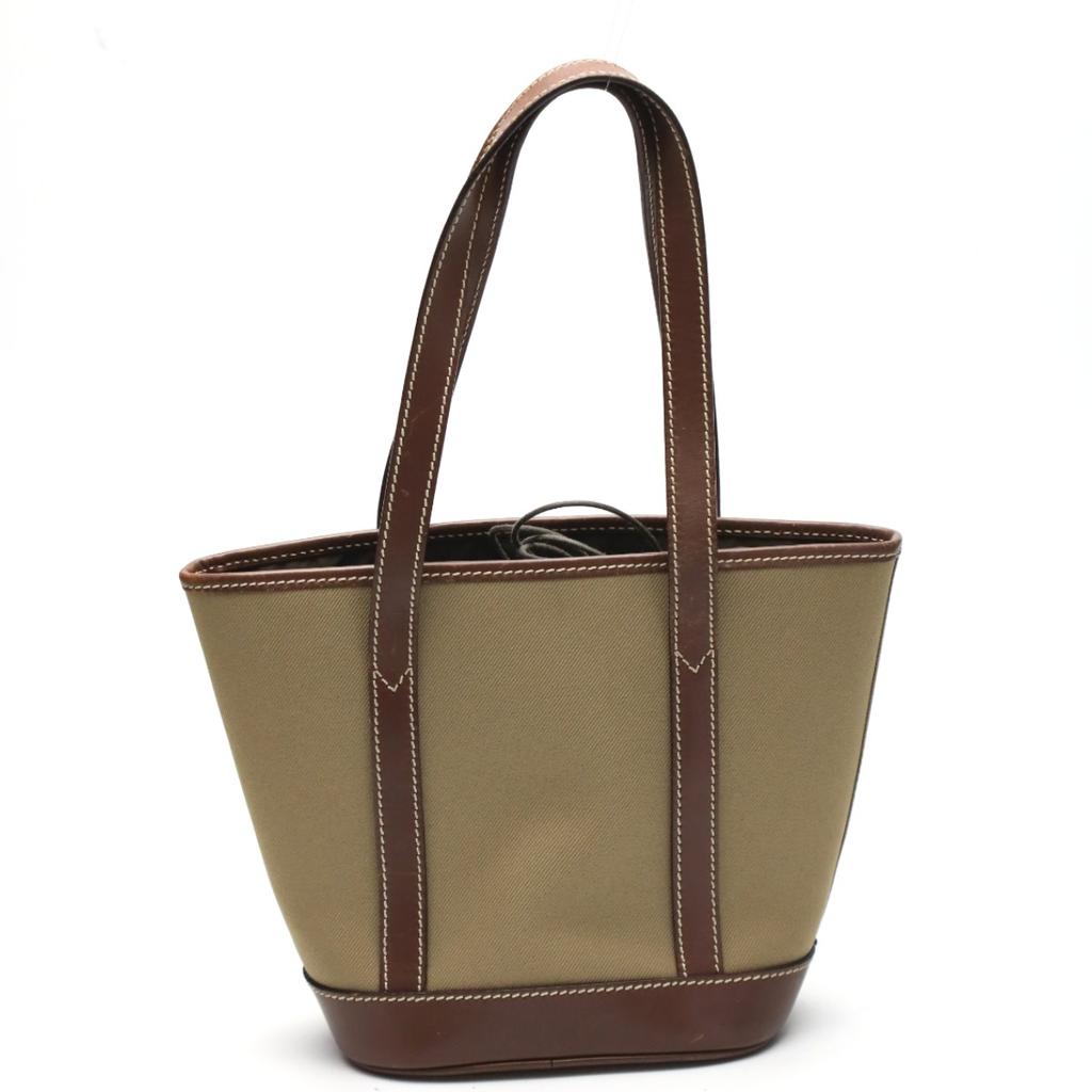 HUNTING WORLD Mini Tote Handbag Canvas Khaki X Brown Unisex 4620969 Used