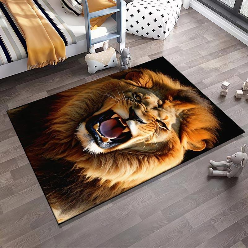 Realistic Roaring Lion Print Soft Carpet for Living Room Decor Suitable for Use As an Anti-slip for Living Room Bedroom Sofas
