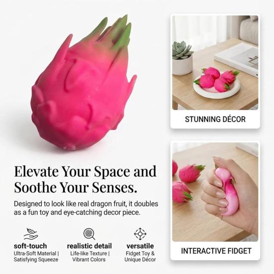 1/2/3Pcs Simulation Dragon Fruit Squeeze Toy Stress Relief Dragonfruit Squeeze Toy Decompression Fruit Shape Sensory Fidget Toy