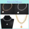 Dual Layer Coin Pendant Necklace With Water Chain For Hiphop Style Women Jewelry