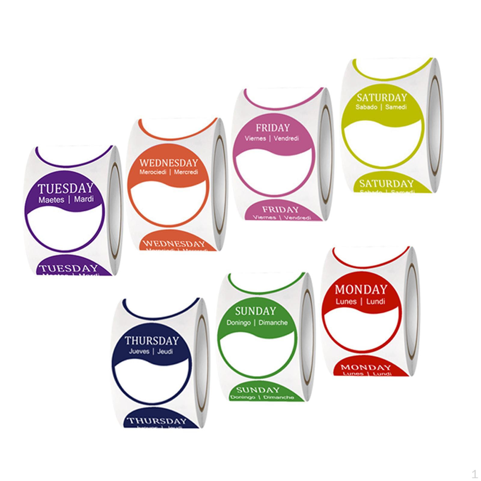 

Day of The Week Labels Label Dispenser 7 Rolls Monday to Sunday Gift Tags Inventory Food Stickers