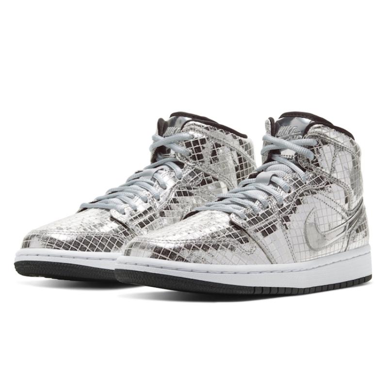 Jordan 1 Mid SE Disco Metallic Silver Women's Jordan CU9304-001