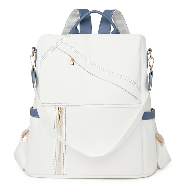Rucsac Dama Color Block Capacitate Mare Geantă de Călătorie PU Geantă de Umăr