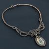 Malingano Jasper Necklace Handmade Jewelry, 999 Copper Wire Wrapped Necklace Designer Gemstone Jewelry Adjustable Chain Necklace