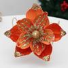 21cm Artificial Poinsettia Glitter Flower Flannel Photography Props Fake Christmas Flowers Sequin 3D Simulation Magnolia
