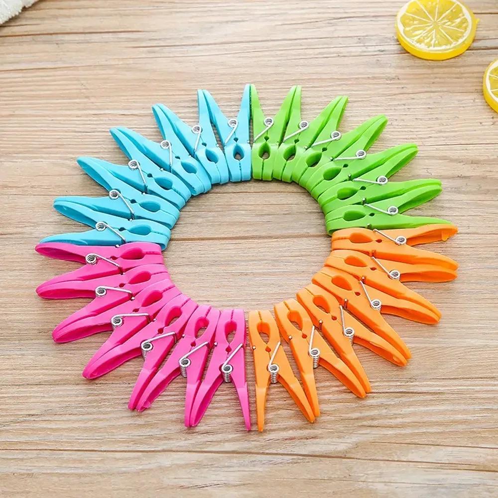 48/24Pcs Plastic Clothespins Hanging Pegs for Laundry Clothes Towel Clips with Home Storage Hooks