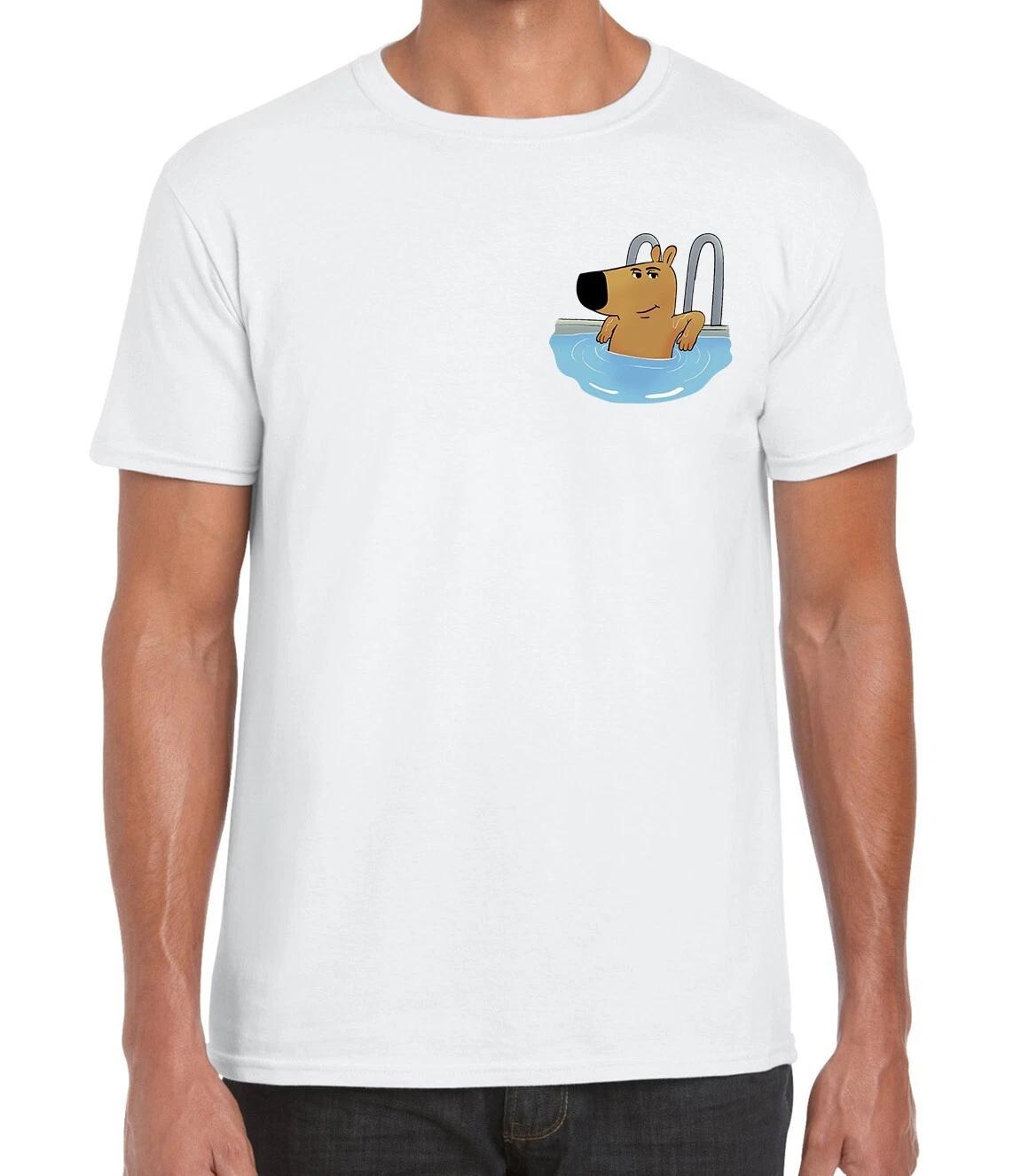 Chill Guy In The Pool Funny Meme Mini Logo Printed Cotton Unisex T-Shirt 150