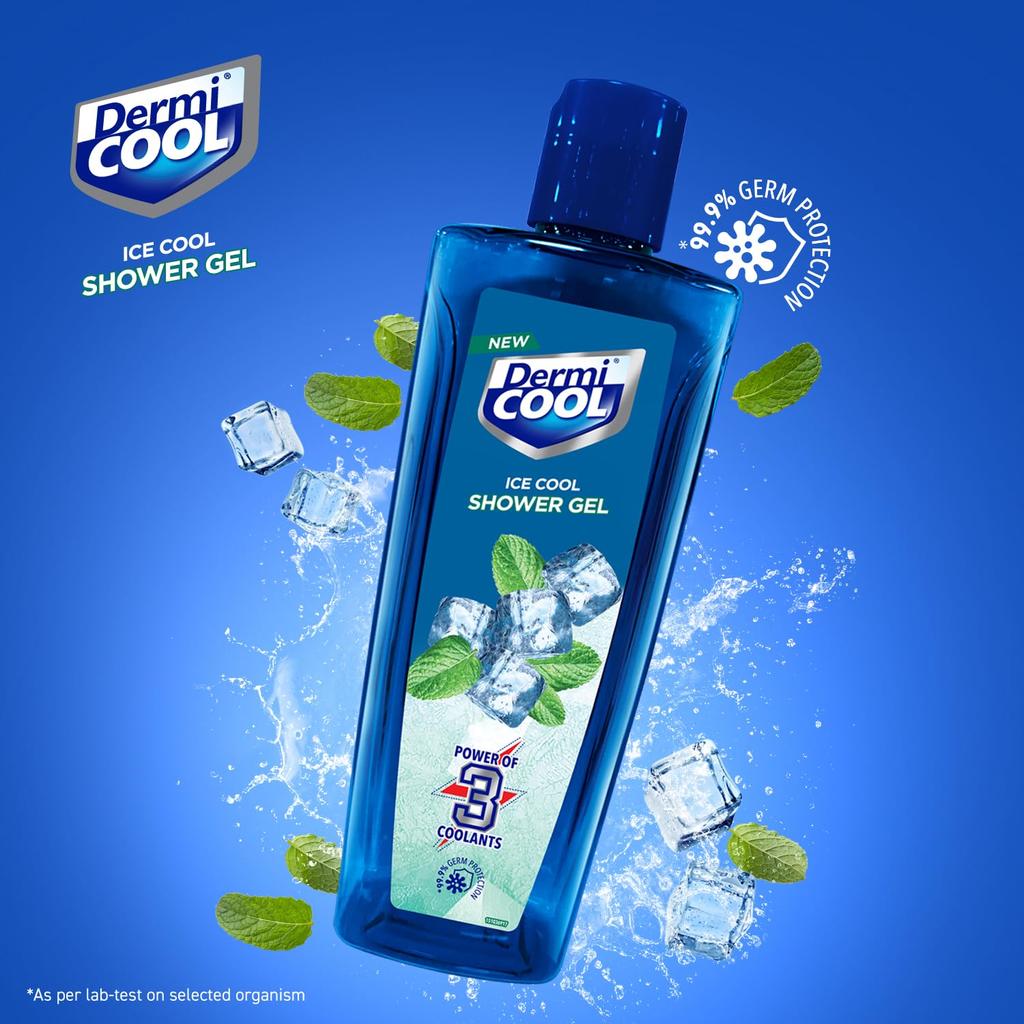DermiCool Shower Gel 250ml Pack of 1 With Triple Cooling Action And Germ Protection For Summer Relief