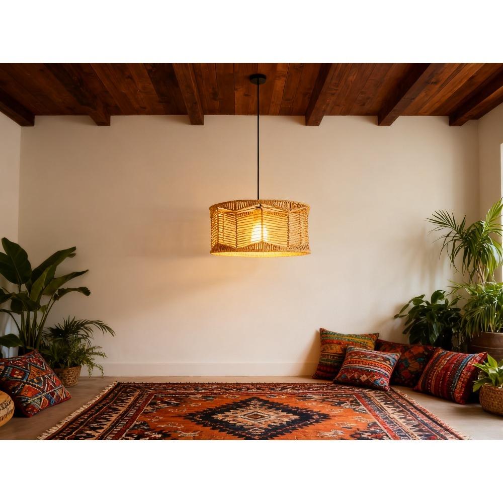 Paper Rope Pendant Lamp Shade Handwoven Creative Pendant Light Fixture Elegant Decor for Bedrooms Homestays Hotels & Restaurants