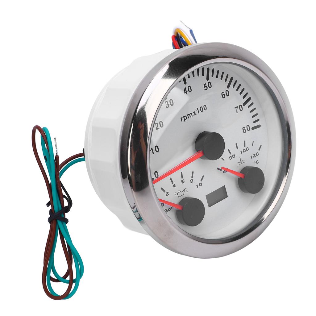 3 In 1 85mm Tachometer 8000rpm 40 To 120 Celsius Water Temp 0 To 10bar Oil Pressure 7 Color Backlight for Car Truck Boat