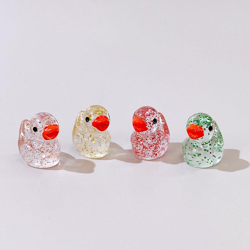 Random Color 10/20PCS Set Mini Resin Duck Ornament Cute Glitter Duck Fairy Dollhouse Miniature Handmade Decorating Props QC-ZYF