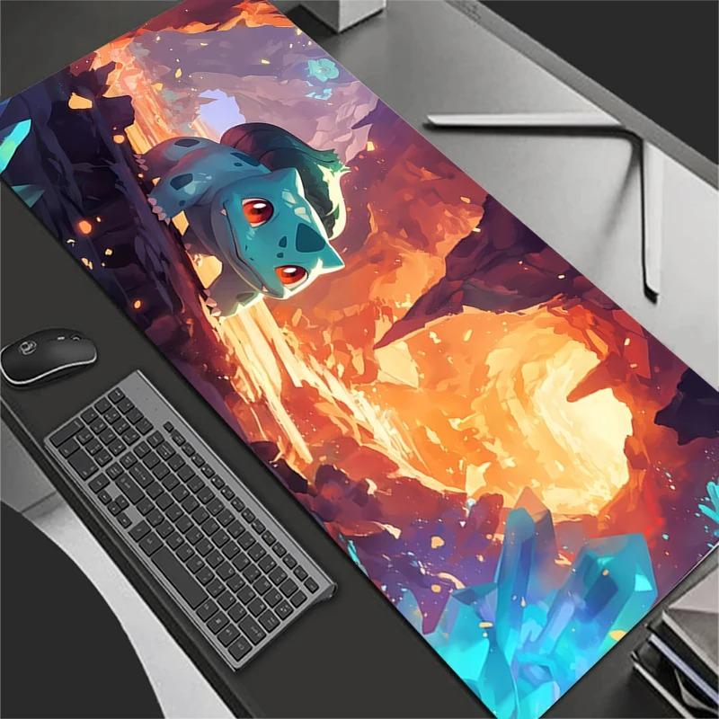 Extra Large Gaming Mouse Pad Computer Gamer Laptop Keyboard Carpet Mouse Mat NonSlip Rubber Xxl PPokemons Bulbasaur Table Rug